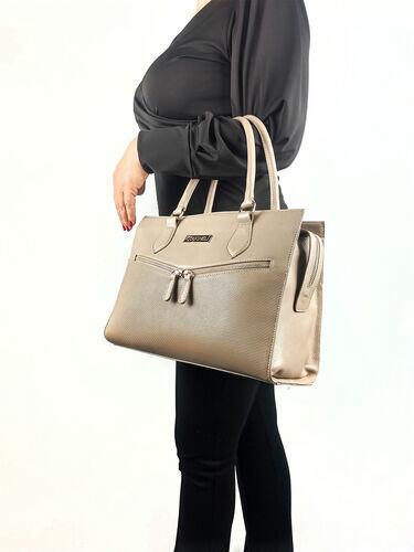 Bolsa Tote Bel - Couro Relax Bege c/ Tressê Valência Bege