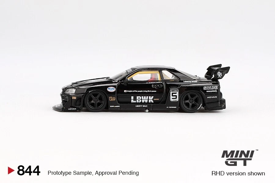 LIBERTY WALK×XLARGE MINI GT 1/64 1/64 MINI-GT Liberty Walk Kenmeri Preto Mate - LB-ONLINE STORE
