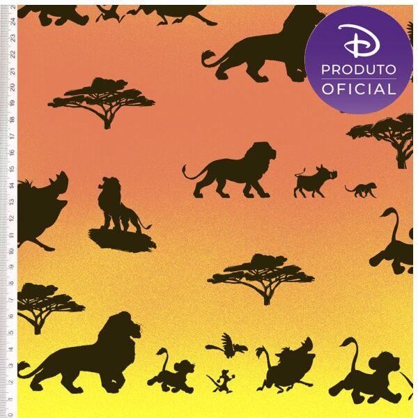 Comprar Tecido Nacional Rei Leao Fundo Laranja 0,5X1,50 a partir