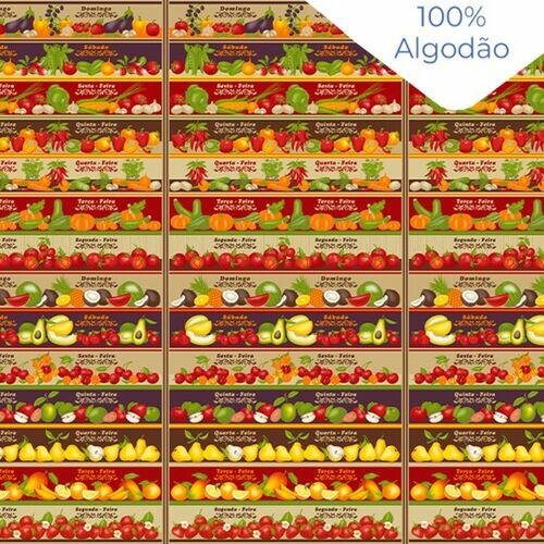 Tecido Nacional Feira/Legumes E Frutas 0,62X1,50