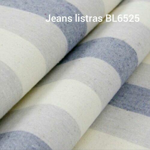 Tecido Linho Lolitta Jeans Listrado 0.50 X 1.40