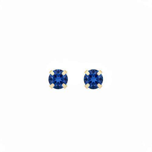Brinco Ponto de Luz Ouro 18k Zircônia Azul Safira | Nobre