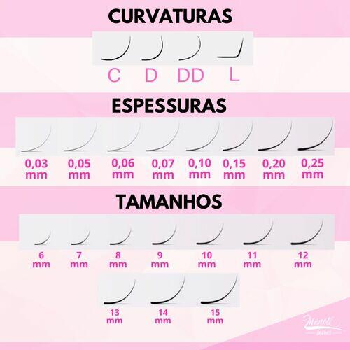 Cílios YY Menoli Lashes Espessura 0.07mm D 12 Linhas Volume Brasileiro