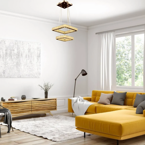 Pendente Tokyo Gold Quadrado LED 40w 2729lm 3/4/6k Llum para sala