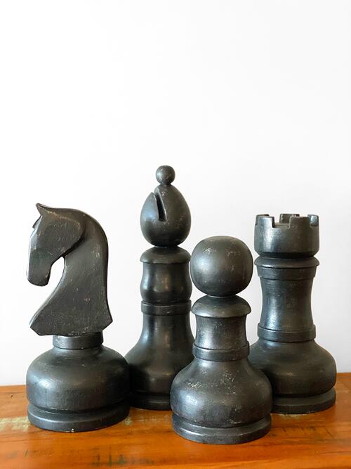 Peas xadrez em madeira grande