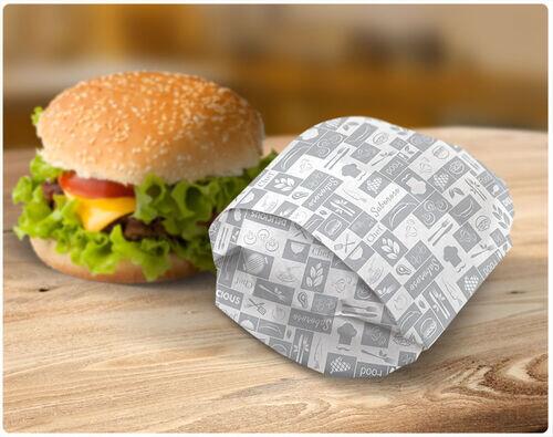 Papel acoplado para embrulhar hamburguer - 33x37 cm - Caixa c/ 1000 folhas