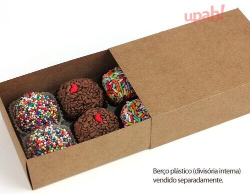 Embalagem KRAFT para até 6 brigadeiros ou docinhos - Pct c/ 10 unidades