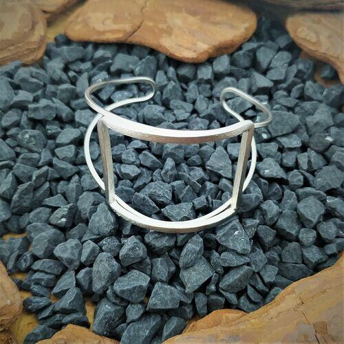 Pulseira geometrica ródio fosco
