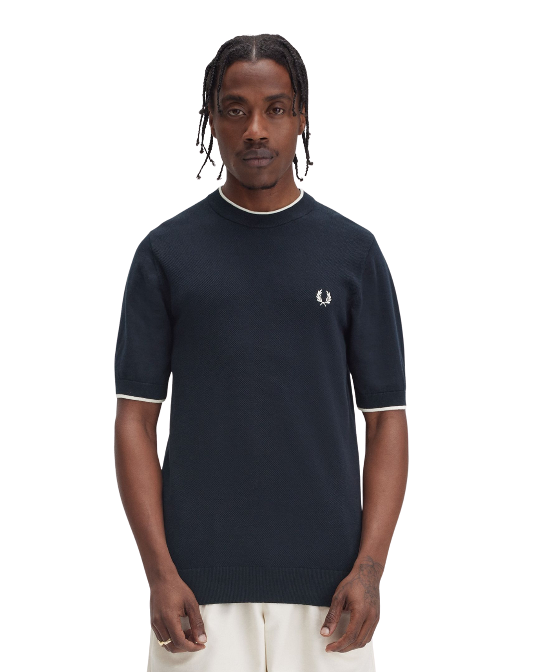 【FRED PERRY】Textured Front Knitted Shirt Fred Perry Textured Front Knit T-Shirt