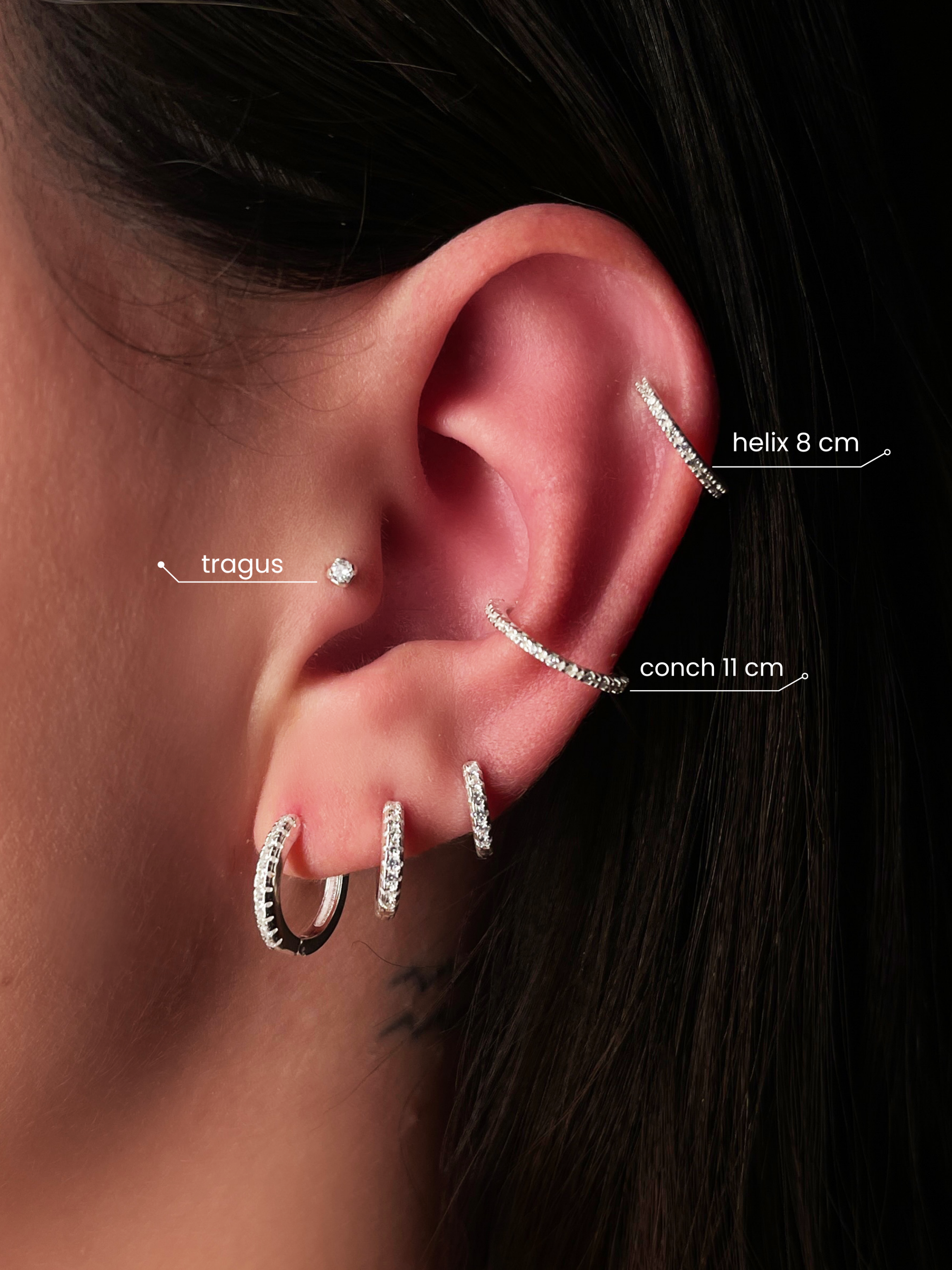 Piercing Hélix Articulado Cravejado em Prata 925 - de R$139,90 a R