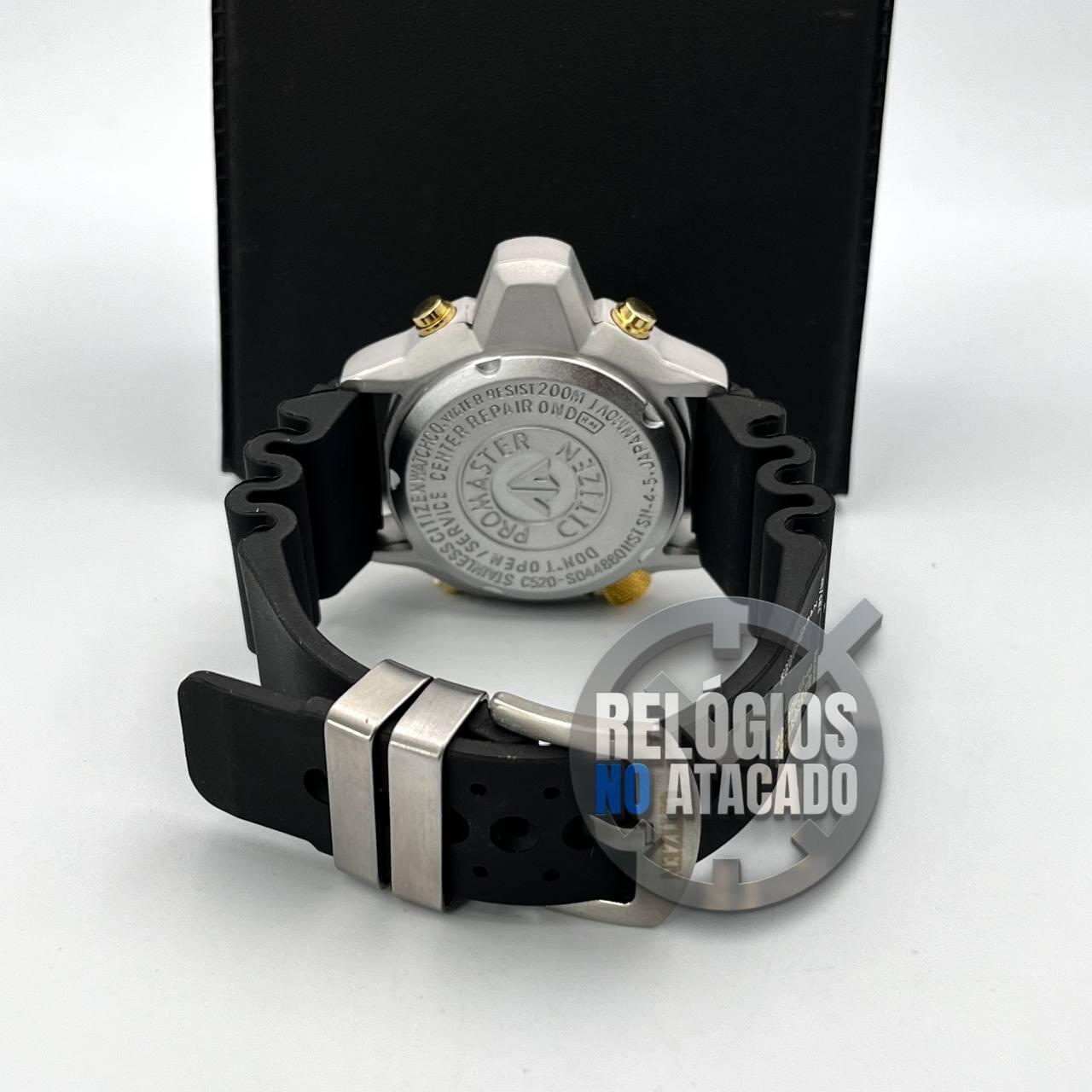 Relógio Citizen Aqualand prata laranja serie ouro c/caixa a