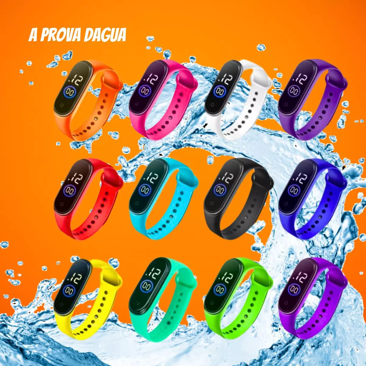 1 Relogio colorido digital a prova dagua Led  1 Unidade