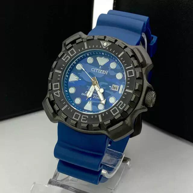 Relógio Analógico Masculino Borracha Azul E Preto Militar