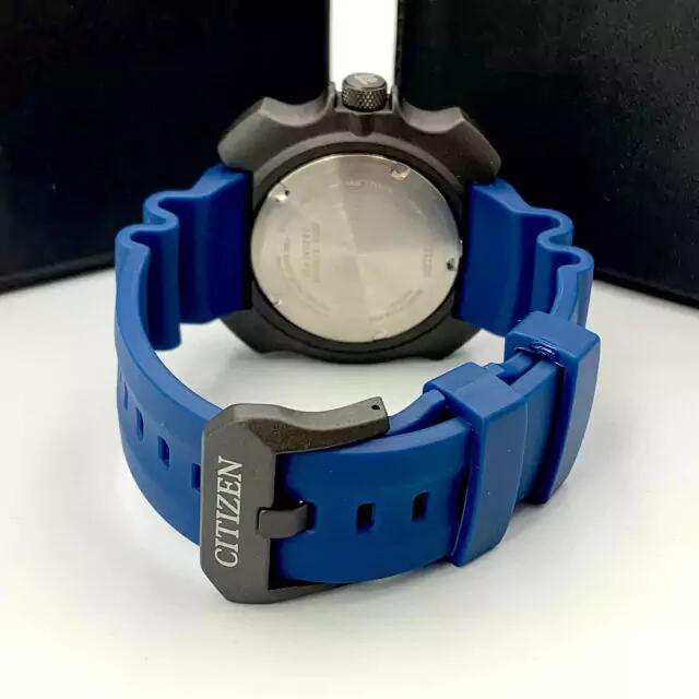 Relógio Analógico Masculino Borracha Azul E Preto Militar