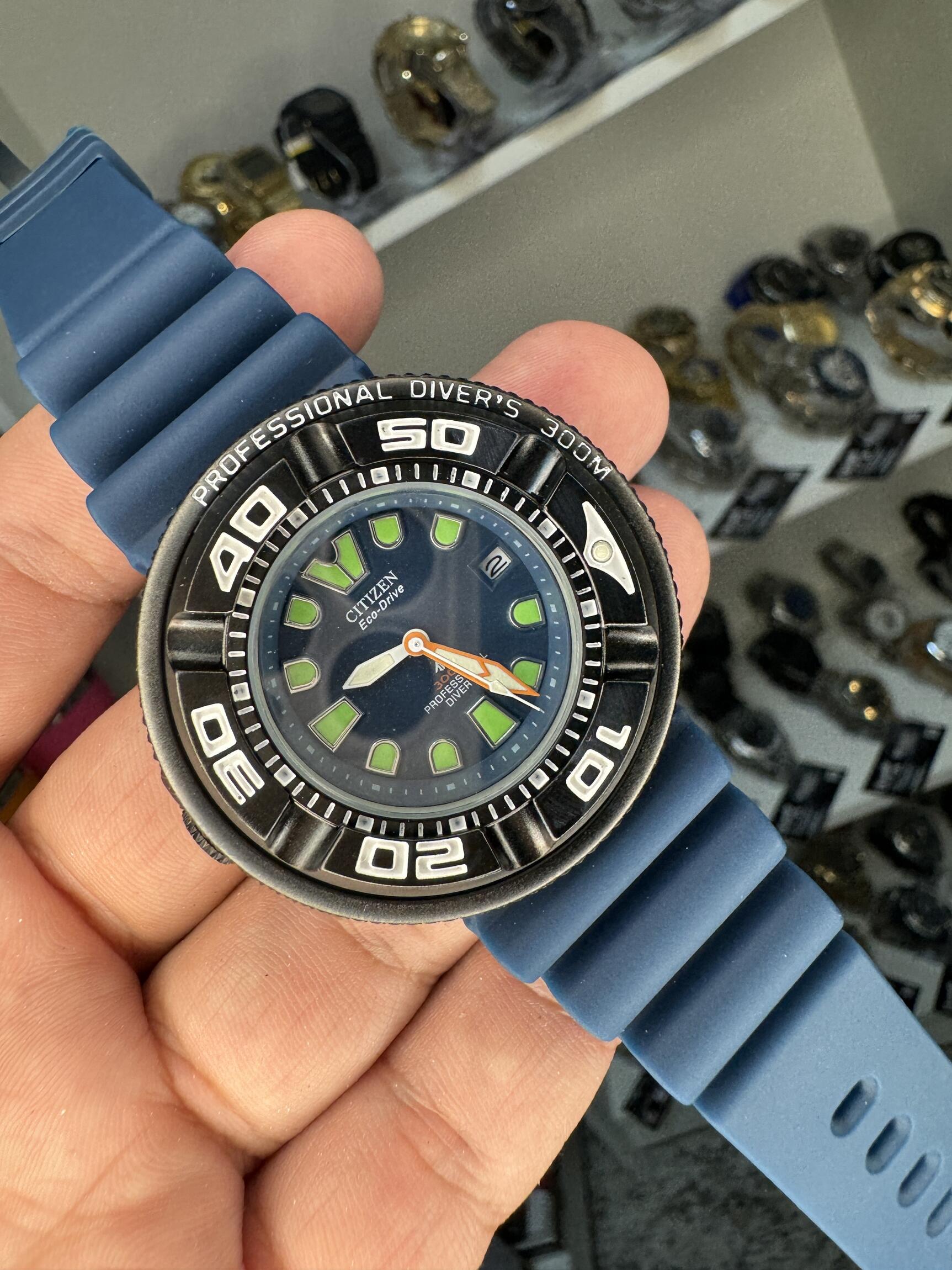 Relógio Citizen Aqualand Aço Black Blue 2024 c/caixa a prova dagua
