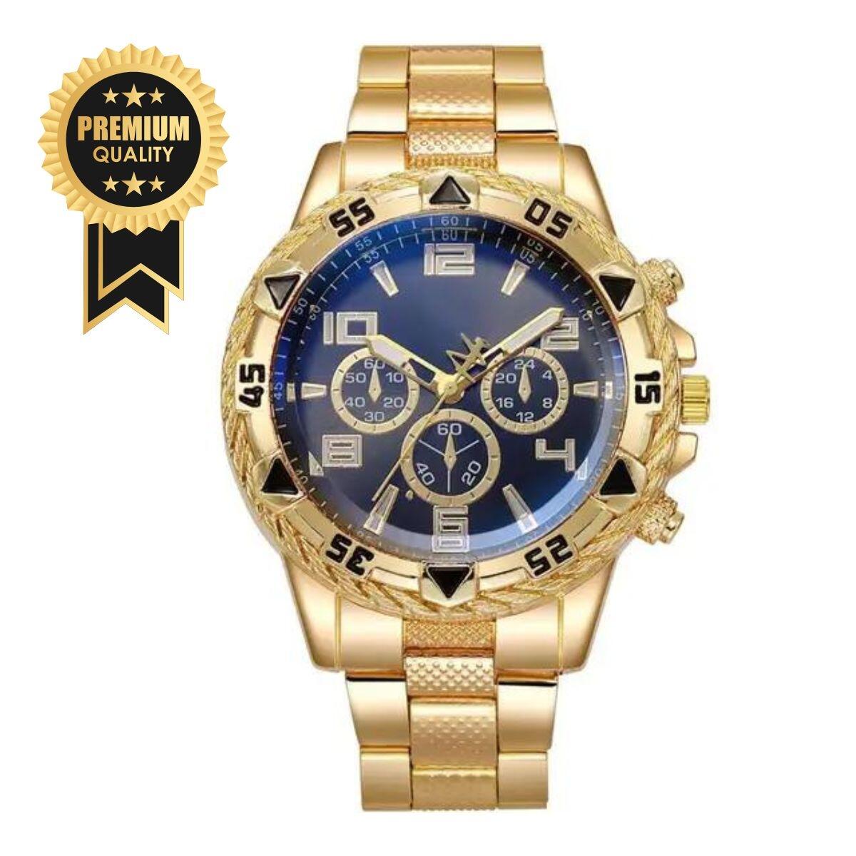 Relógio Masculino de Metal a prova dagua Dourado Led Master