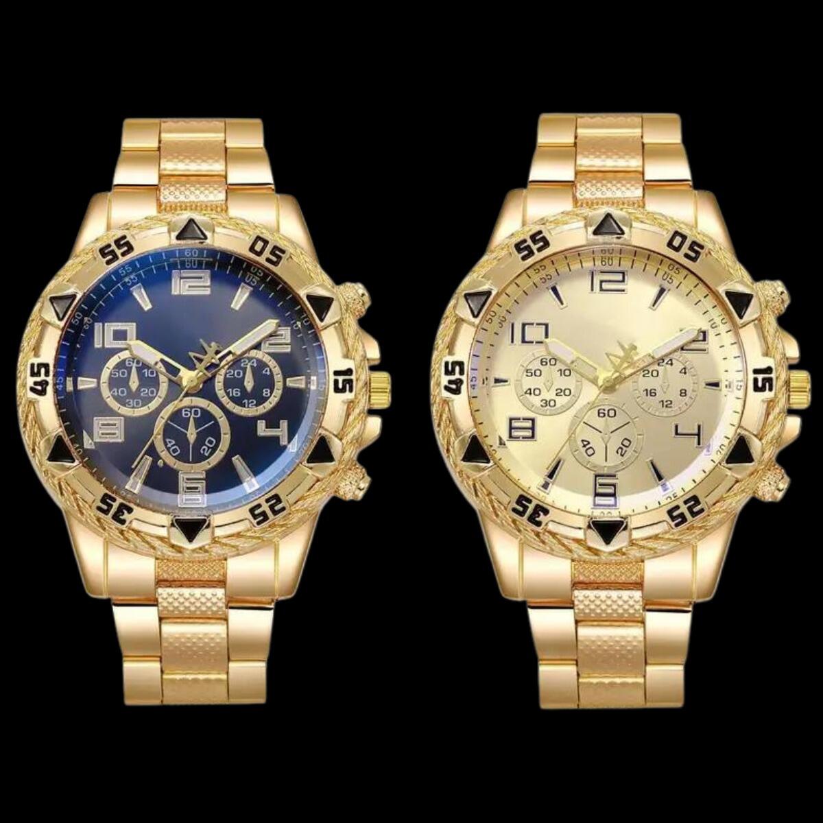 Relógio Masculino de Metal a prova dagua Dourado  Led Master 1 unidade
