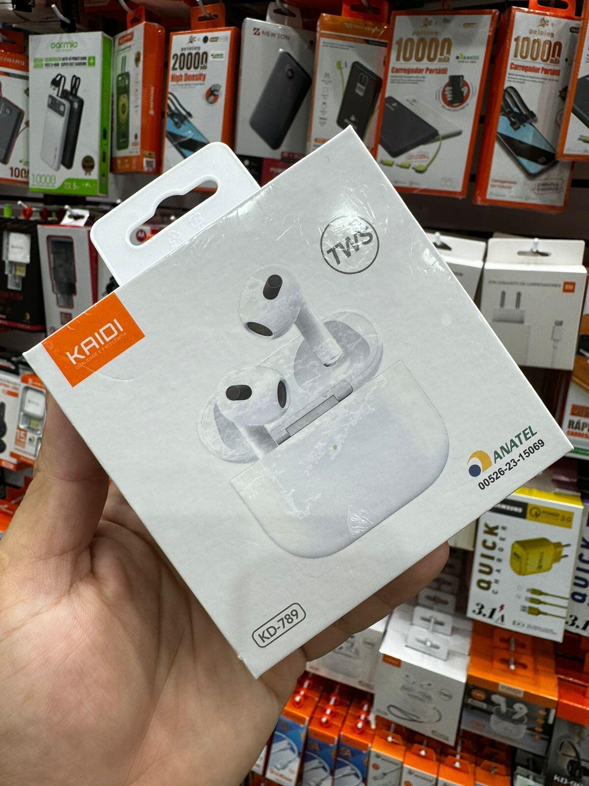 Fone De Ouvido Bluetooth Sem Fio Kaidi Kd789 Branco Tws 5.3