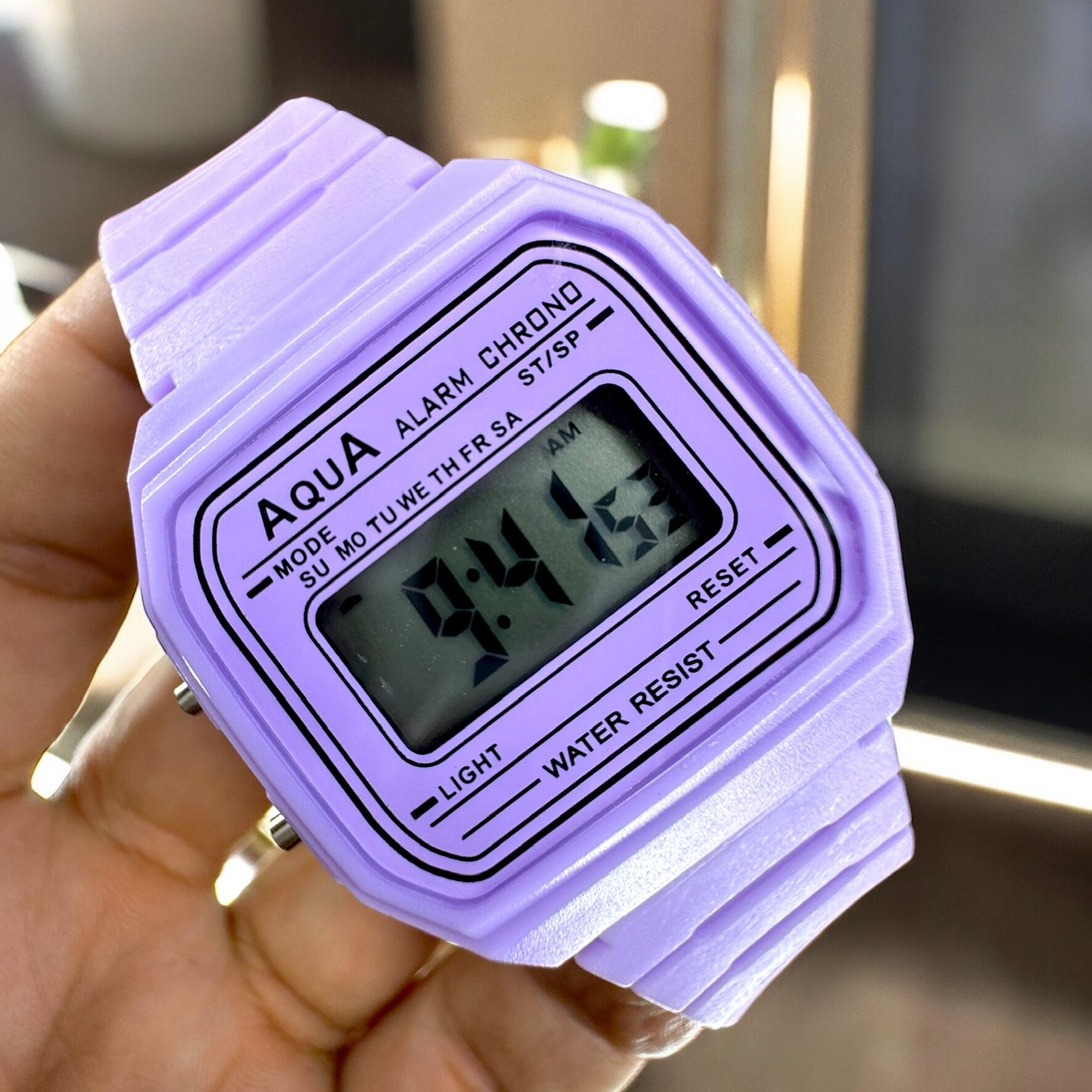 Relógio Feminino Aqua AQ-81 Lilás Transparente - A Prova