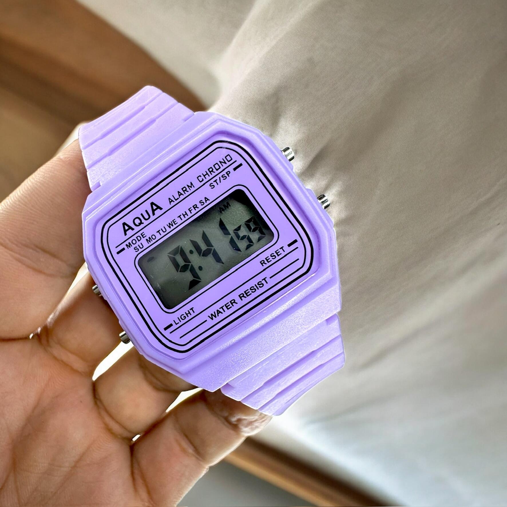 Relógio Feminino Aqua AQ-81 Lilás  Transparente - A Prova Dagua