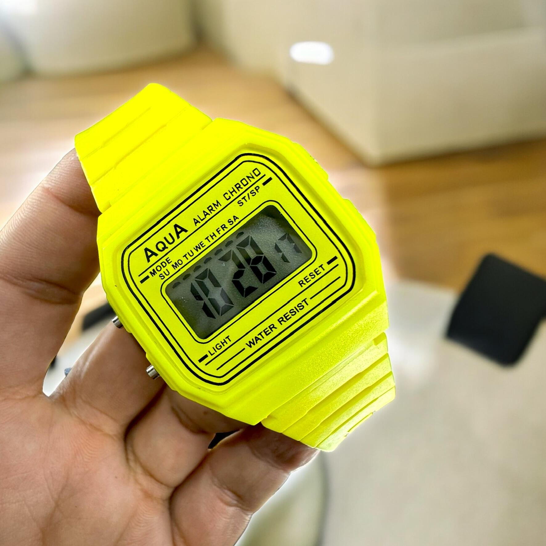 Relógio Feminino Aqua AQ-81 Amarelo Transparente - A Prova Dagua