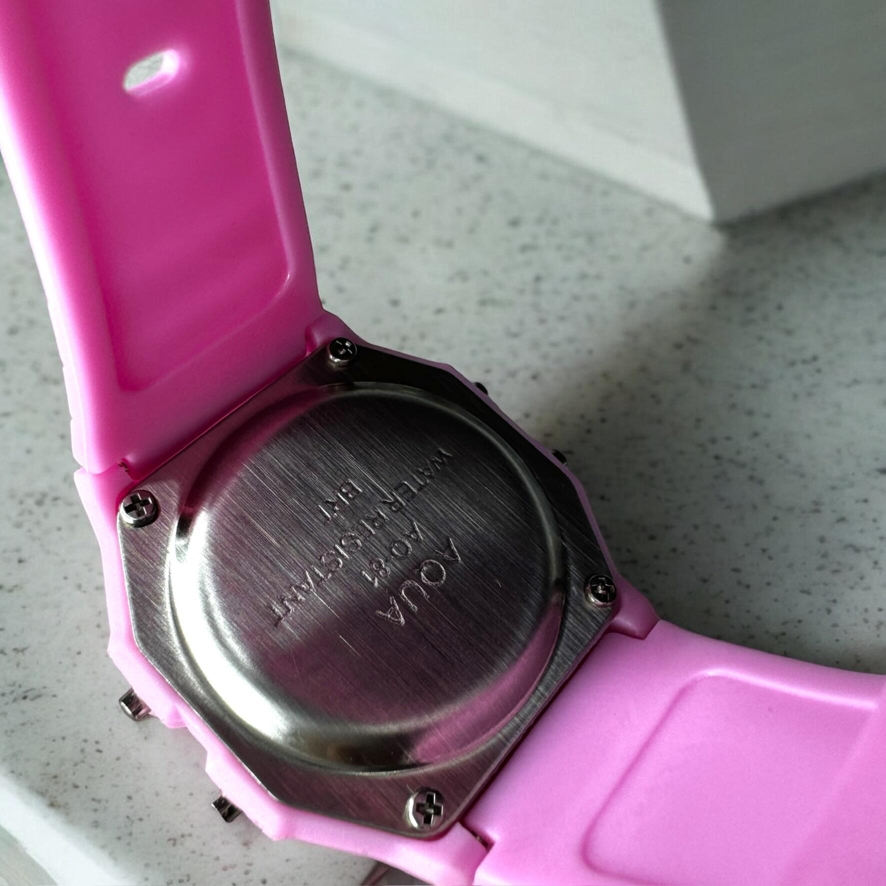 Relógio Feminino Aqua AQ-81 Rosa Claro Transparente - A