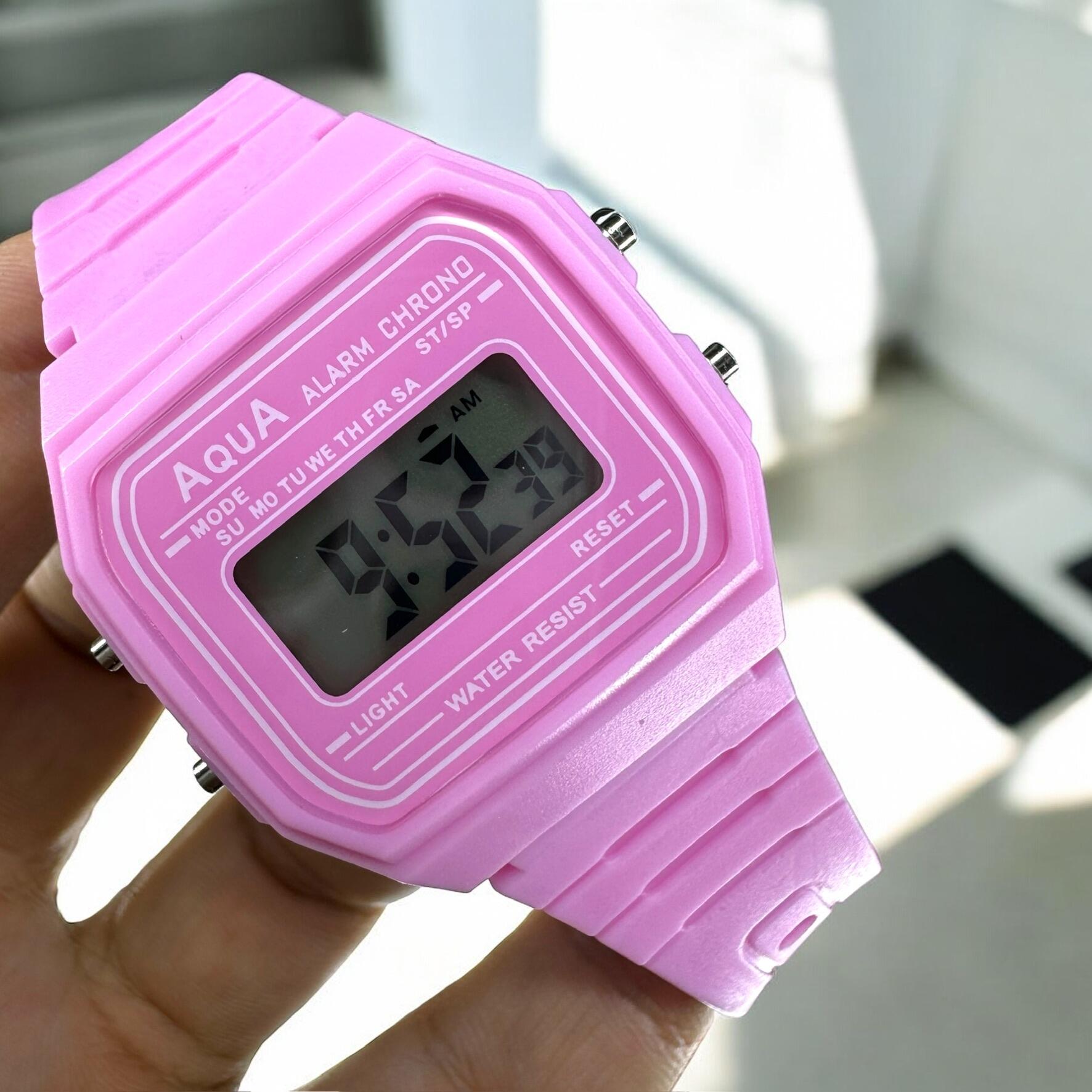 Relógio Feminino Aqua AQ-81 Rosa Claro Transparente - A Prova Dagua