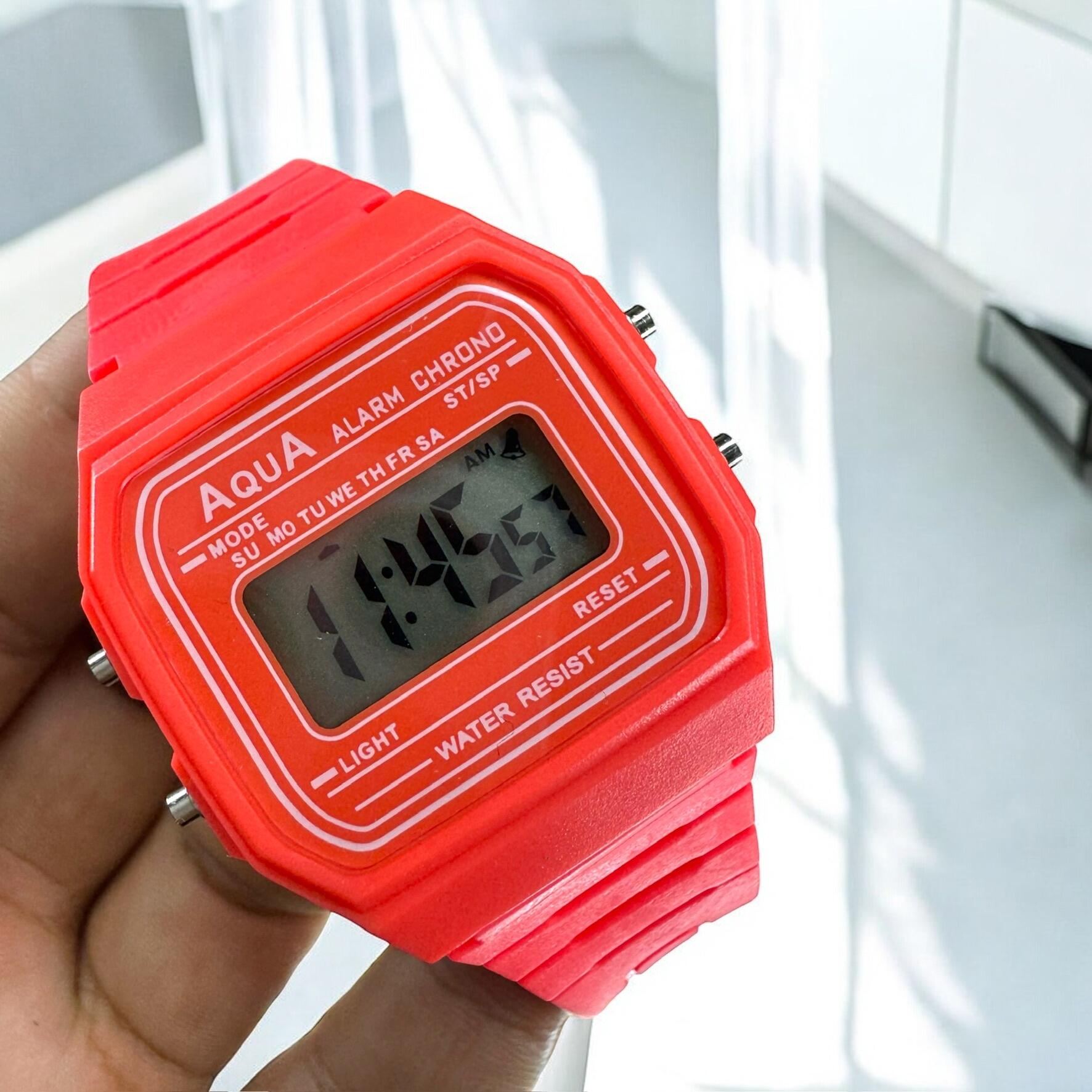 Relógio Feminino Aqua AQ-81 Laranja Transparente - A Prova Dagua