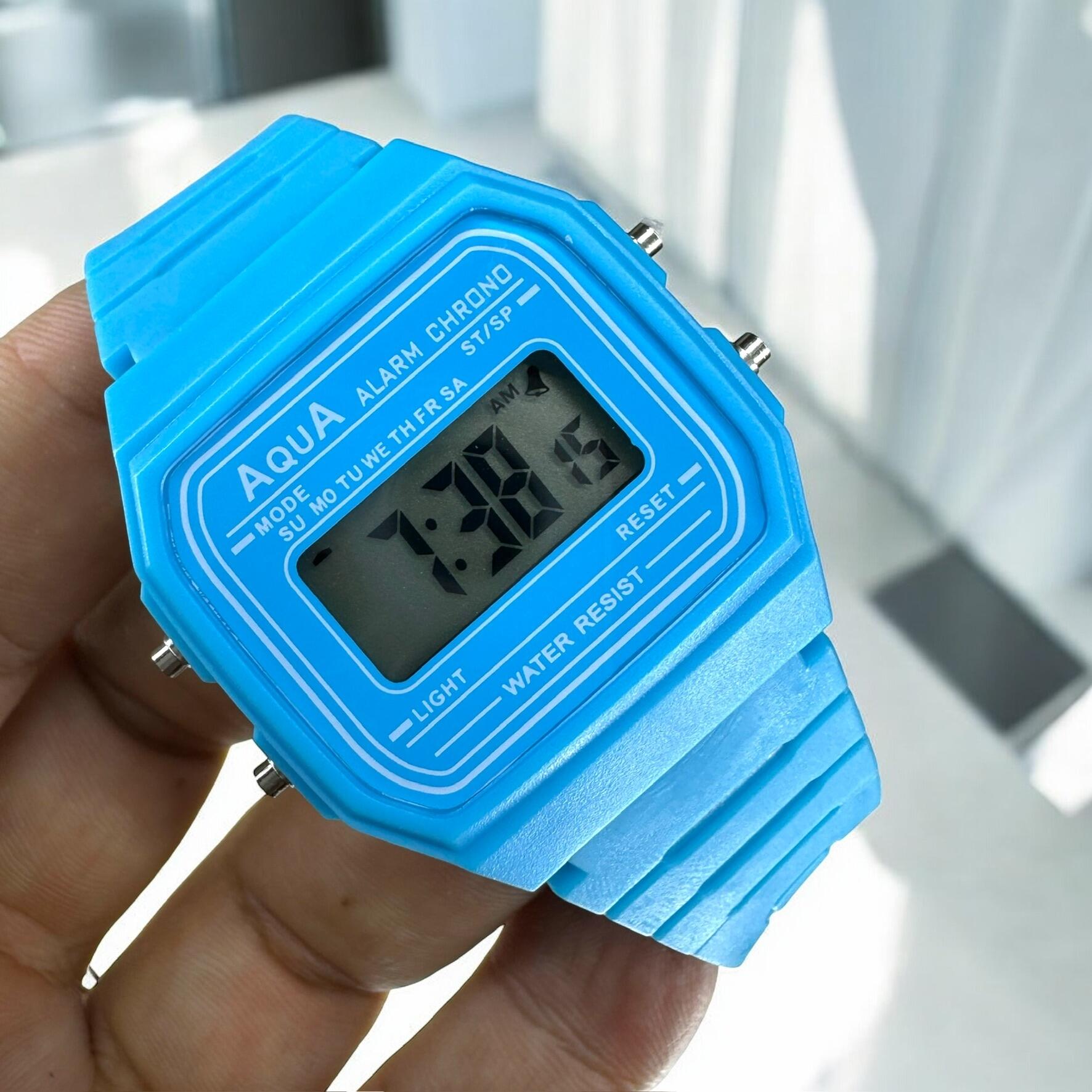 Relógio Feminino Aqua AQ-81 Azul Claro Transparente - A Prova Dagua