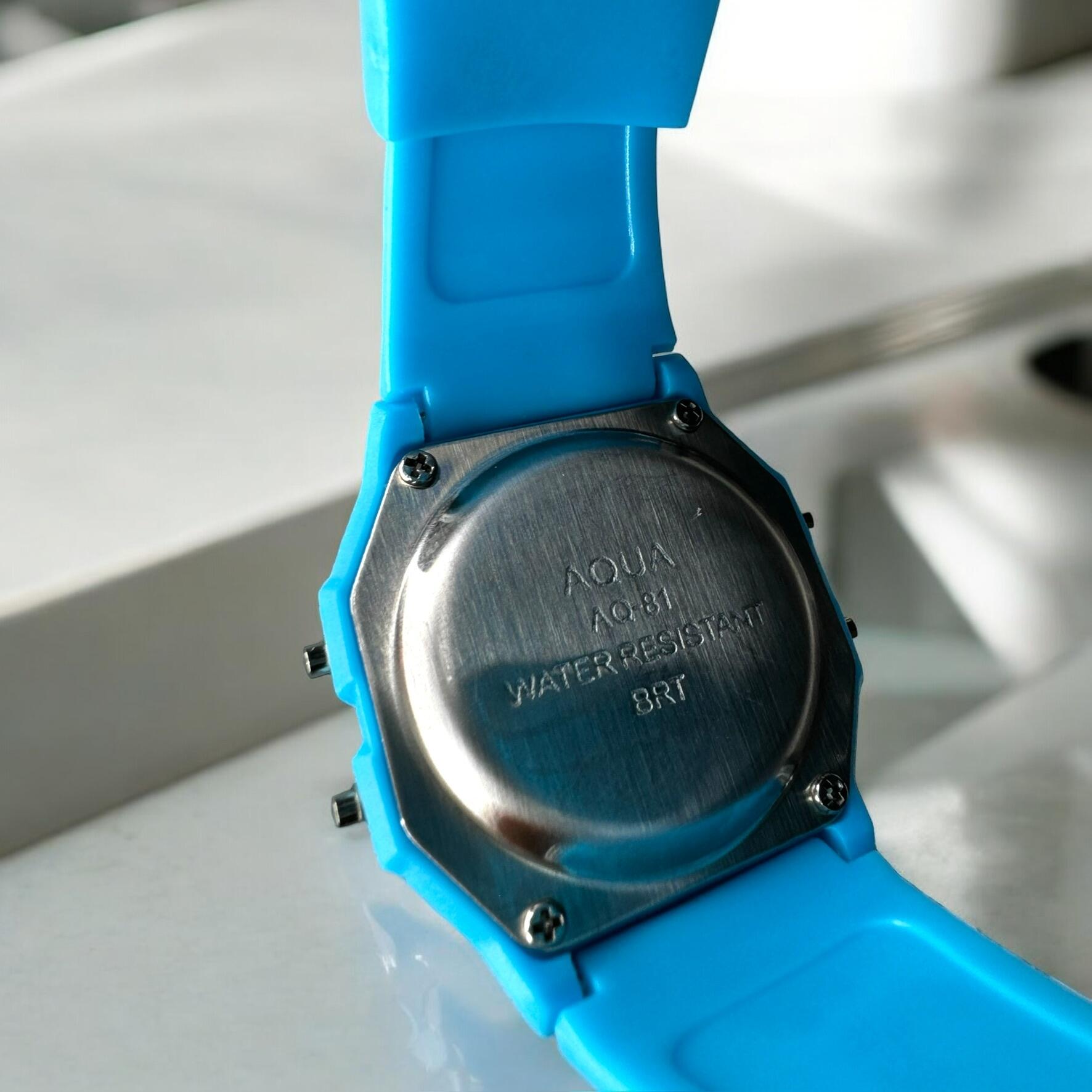 Relógio Feminino Aqua AQ-81 Azul Claro Transparente - A