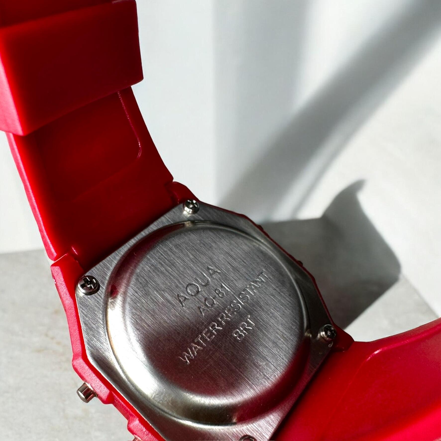 Relógio Feminino Aqua AQ-81 Vermelho Transparente - A Prova