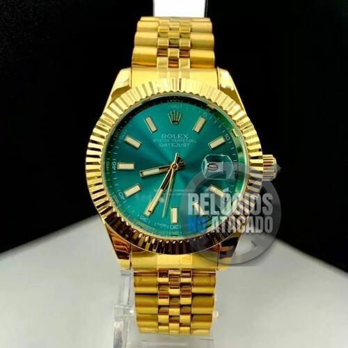 Relógio Unissex Rolex DateJust Dourado verde claro a prova dagua
