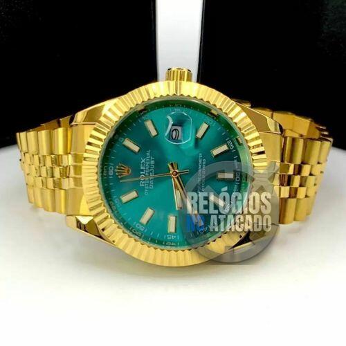 Relógio Unissex Rolex DateJust Dourado verde claro a prova dagua