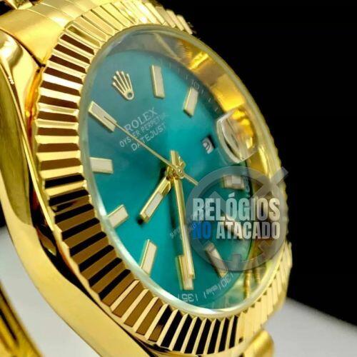 Relógio Unissex Rolex DateJust Dourado verde claro a prova dagua