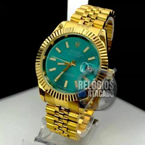 Relógio Unissex Rolex DateJust Dourado verde claro a prova dagua