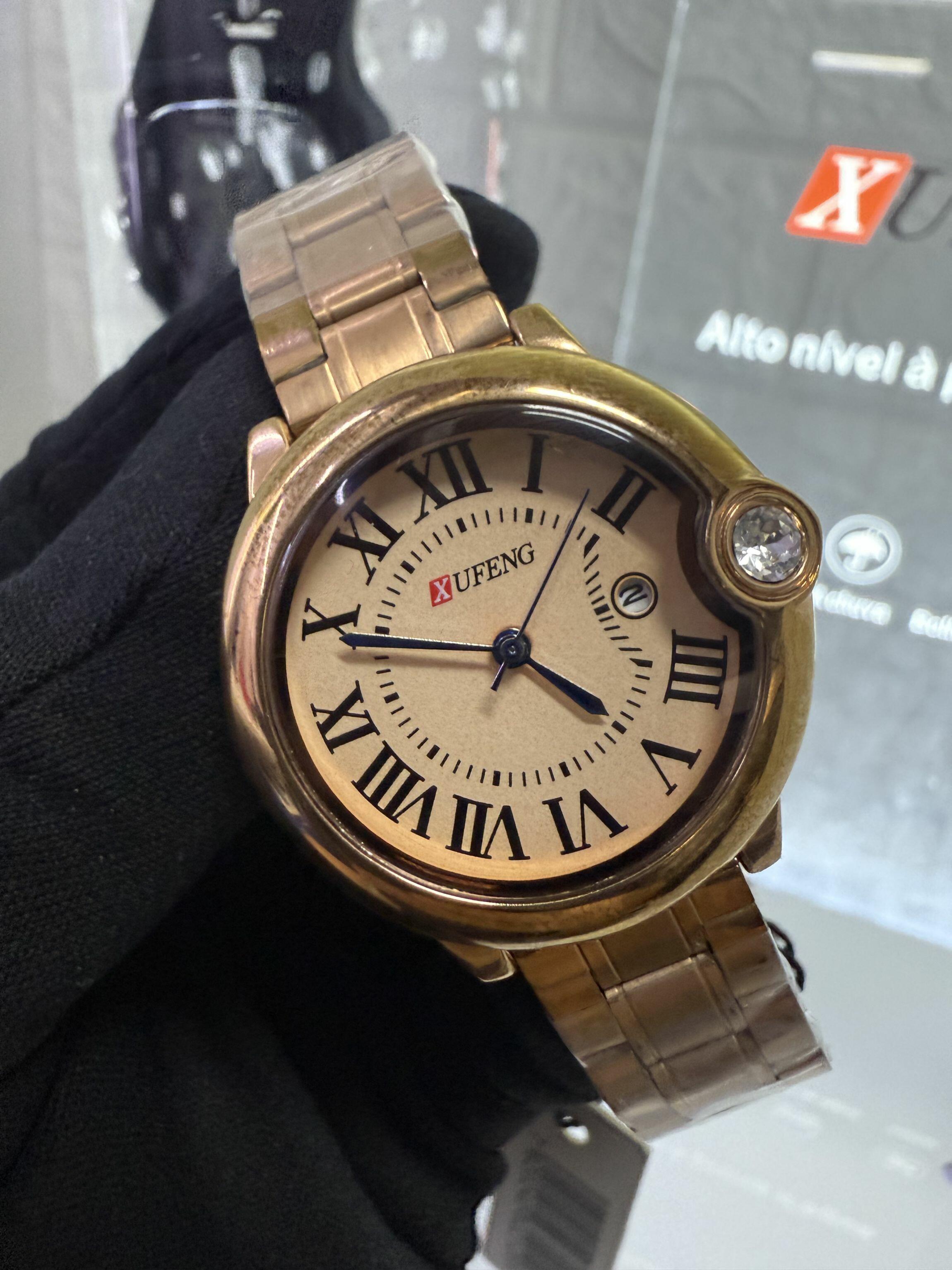 Relogio Xufeng Rose Feminino cart a prova dagua
