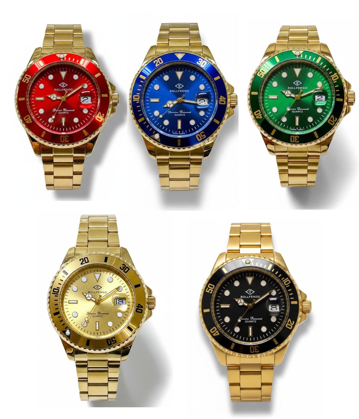 Relógio Masculino Bollfendo Submariner Dourado prova dagua cores variadas
