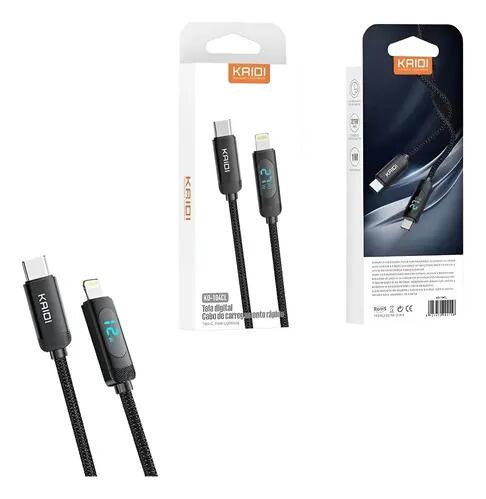 Cabo Kaidi Kd-104cl Tipo C Para Lightning 1m Nylon Digital Preto
