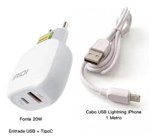 Carregador Turbo 20w Kaidi Kd-106a Usb Cabo Para iPhone