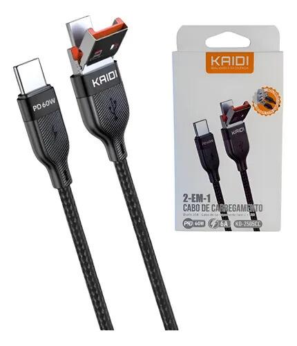 Cabo Carregador 2 Em 1 Turbo 60w Tipo C Tipo C USB