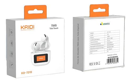 Fone De Ouvido Sem Fio Tws Tela Digital Kaidi Kd-7219 Branco