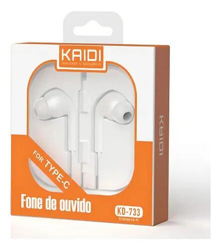 Fone De Ouvido Kaidi Com Fio Kd-728 Branco Estéreo 3.5mm