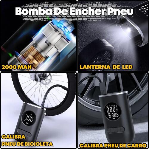 Bomba De Encher Pneu De Carro Bike Moto Portátil Digital