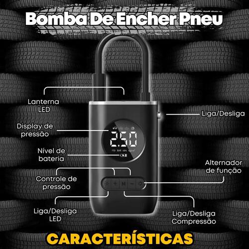 Bomba De Encher Pneu De Carro Bike Moto Portátil Digital