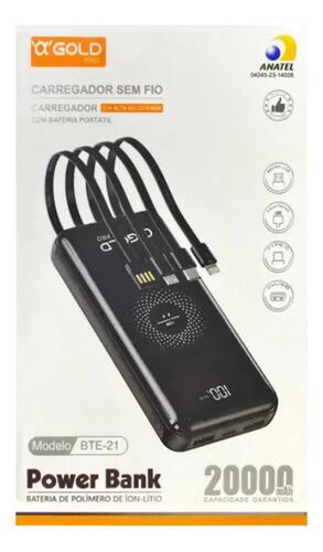 Power Bank A gold Bte-21 De 20000mah Indução Via Cabos