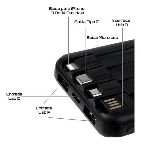 Power Bank A gold Bte-21 De 20000mah Indução Via Cabos