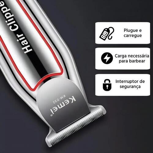Máquina De Acabamento Sem Fio Kemei Km-032 Prateada 3