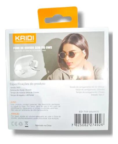 Fone De Ouvido Sem Fio Ows Kaidi Kd-749 Cor Branco Branco