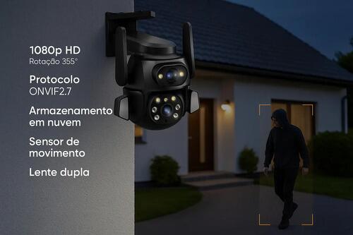 Ipega Kp-ca209 Câmera Ip Com Lente Dupla Rotação 360 °tela