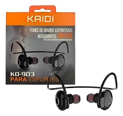 Fone De Ouvido Bluetooth Esportivo Kd-903 - Kaidi Cor Preto  Preto